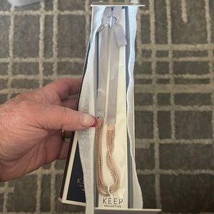 Keep Collective Grosgrain & Multi Chain Necklace Rose Gold/Grey NWT